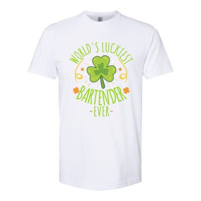 World's Luckiest Bartender Ever Funny St Patrick Day Irish Cool Gift Softstyle CVC T-Shirt