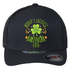 World's Luckiest Bartender Ever Funny St Patrick Day Irish Great Gift Flexfit Unipanel Trucker Cap