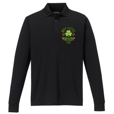 World's Luckiest Bartender Ever Funny St Patrick Day Irish Great Gift Performance Long Sleeve Polo