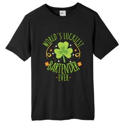 World's Luckiest Bartender Ever Funny St Patrick Day Irish Great Gift Tall Fusion ChromaSoft Performance T-Shirt