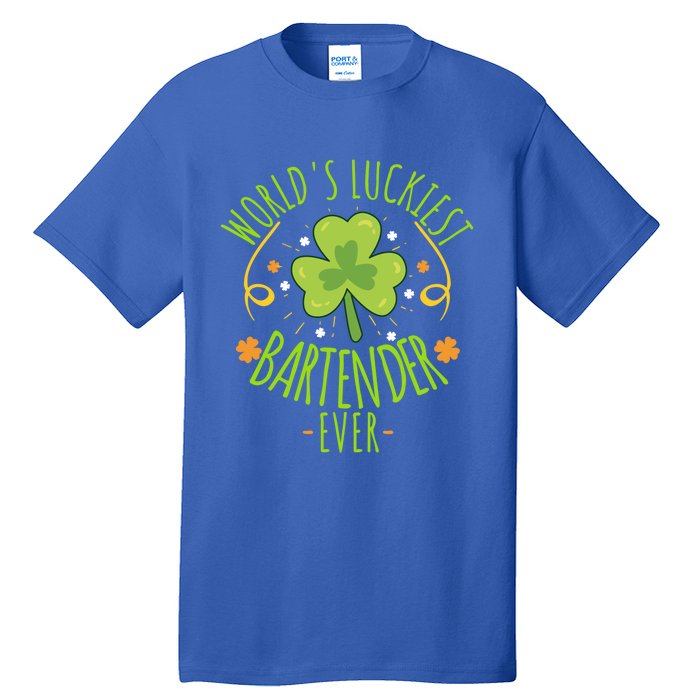 World's Luckiest Bartender Ever Funny St Patrick Day Irish Great Gift Tall T-Shirt