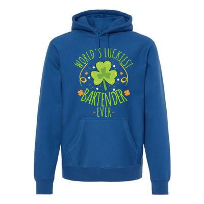 World's Luckiest Bartender Ever Funny St Patrick Day Irish Great Gift Premium Hoodie