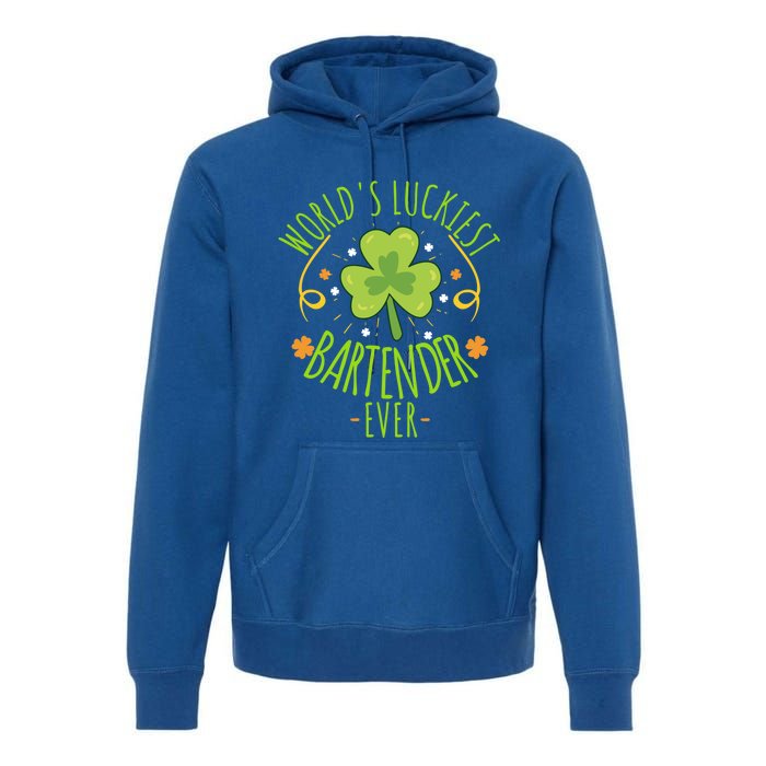 World's Luckiest Bartender Ever Funny St Patrick Day Irish Great Gift Premium Hoodie