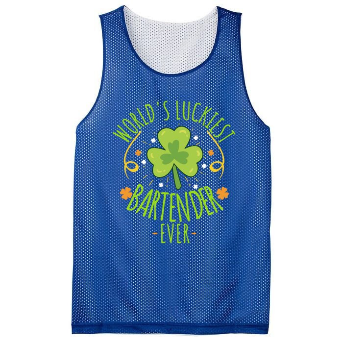 World's Luckiest Bartender Ever Funny St Patrick Day Irish Great Gift Mesh Reversible Basketball Jersey Tank