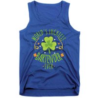 World's Luckiest Bartender Ever Funny St Patrick Day Irish Great Gift Tank Top