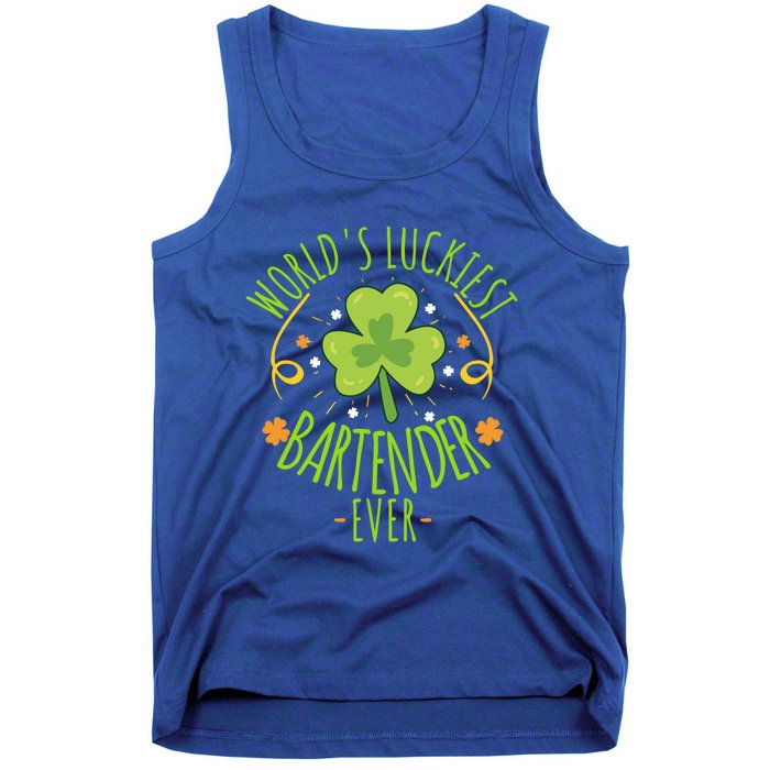 World's Luckiest Bartender Ever Funny St Patrick Day Irish Great Gift Tank Top