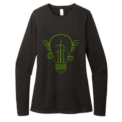 Windmill Light Bulb Solar Energy Global Warming Earth Day Gift Womens CVC Long Sleeve Shirt