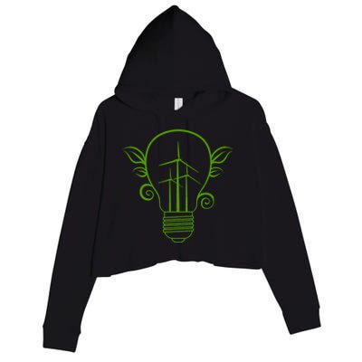 Windmill Light Bulb Solar Energy Global Warming Earth Day Gift Crop Fleece Hoodie