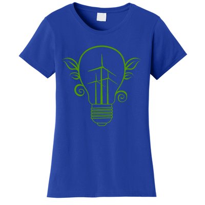 Windmill Light Bulb Solar Energy Global Warming Earth Day Gift Women's T-Shirt