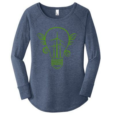 Windmill Light Bulb Solar Energy Global Warming Earth Day Gift Women's Perfect Tri Tunic Long Sleeve Shirt