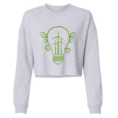 Windmill Light Bulb Solar Energy Global Warming Earth Day Gift Cropped Pullover Crew