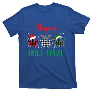 Weed Leaf Buffalo Plaid Christmas Happy Holicute Giftdaze Meaningful Gift T-Shirt