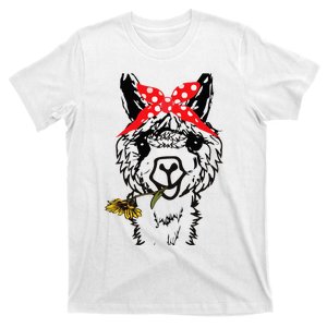 Womens Llama Bandana Alpaca Llama Animal Graphics Funny T-Shirt