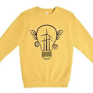 Windmill Light Bulb Solar Energy Global Warming Earth Day Cool Gift Premium Crewneck Sweatshirt