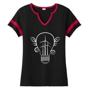 Windmill Light Bulb Solar Energy Global Warming Earth Day Cool Gift Ladies Halftime Notch Neck Tee