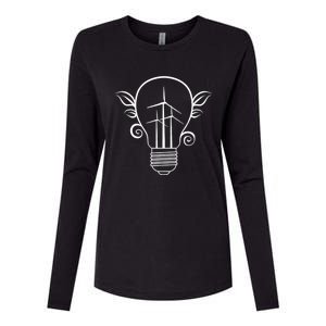 Windmill Light Bulb Solar Energy Global Warming Earth Day Cool Gift Womens Cotton Relaxed Long Sleeve T-Shirt