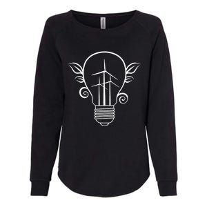 Windmill Light Bulb Solar Energy Global Warming Earth Day Cool Gift Womens California Wash Sweatshirt