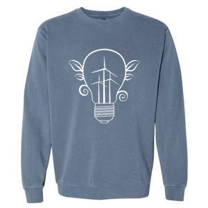 Windmill Light Bulb Solar Energy Global Warming Earth Day Cool Gift Garment-Dyed Sweatshirt