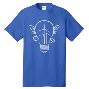 Windmill Light Bulb Solar Energy Global Warming Earth Day Cool Gift Tall T-Shirt