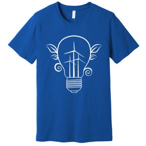 Windmill Light Bulb Solar Energy Global Warming Earth Day Cool Gift Premium T-Shirt