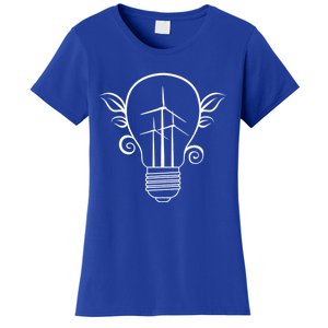 Windmill Light Bulb Solar Energy Global Warming Earth Day Cool Gift Women's T-Shirt