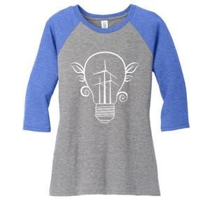 Windmill Light Bulb Solar Energy Global Warming Earth Day Cool Gift Women's Tri-Blend 3/4-Sleeve Raglan Shirt