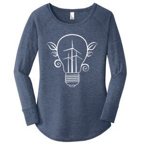 Windmill Light Bulb Solar Energy Global Warming Earth Day Cool Gift Women's Perfect Tri Tunic Long Sleeve Shirt