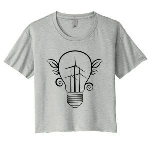 Windmill Light Bulb Solar Energy Global Warming Earth Day Cool Gift Women's Crop Top Tee