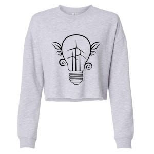 Windmill Light Bulb Solar Energy Global Warming Earth Day Cool Gift Cropped Pullover Crew