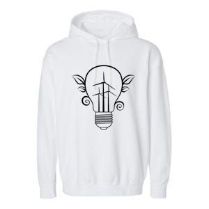 Windmill Light Bulb Solar Energy Global Warming Earth Day Cool Gift Garment-Dyed Fleece Hoodie