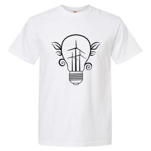 Windmill Light Bulb Solar Energy Global Warming Earth Day Cool Gift Garment-Dyed Heavyweight T-Shirt