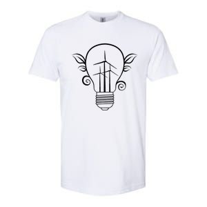 Windmill Light Bulb Solar Energy Global Warming Earth Day Cool Gift Softstyle CVC T-Shirt