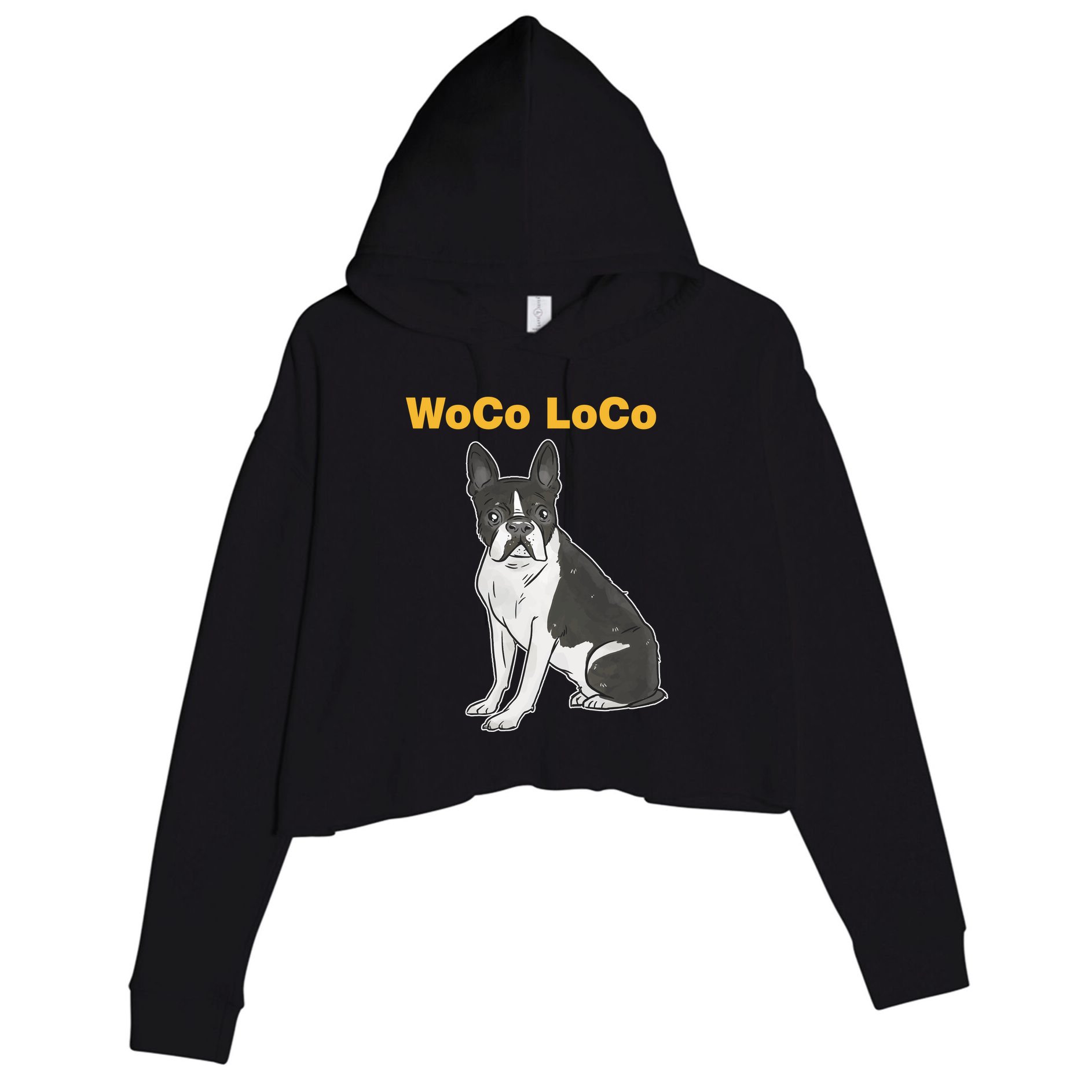 Woco Loco Boston Terrier Dog Crop Fleece Hoodie