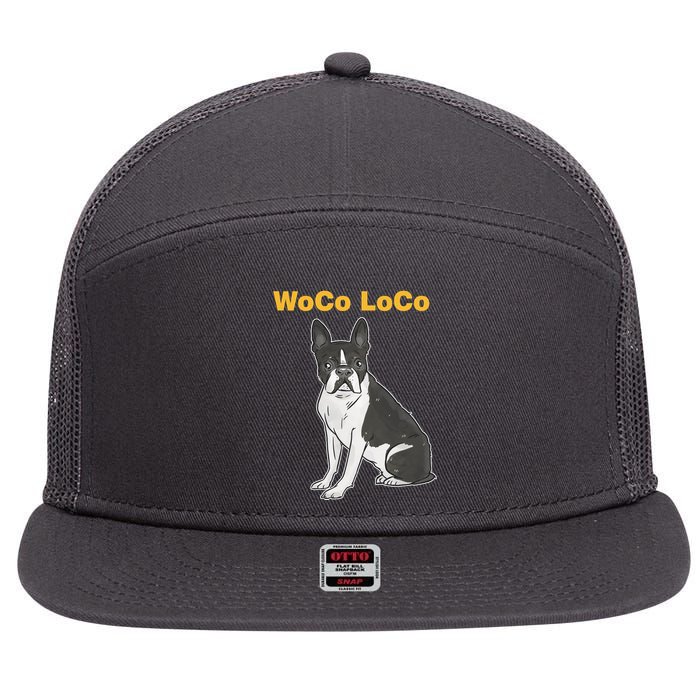 Woco Loco Boston Terrier Dog 7 Panel Mesh Trucker Snapback Hat