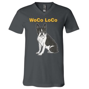 Woco Loco Boston Terrier Dog V-Neck T-Shirt