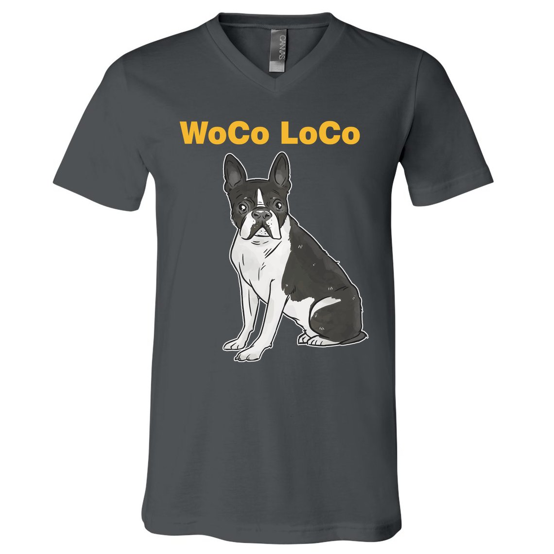 Woco Loco Boston Terrier Dog V-Neck T-Shirt