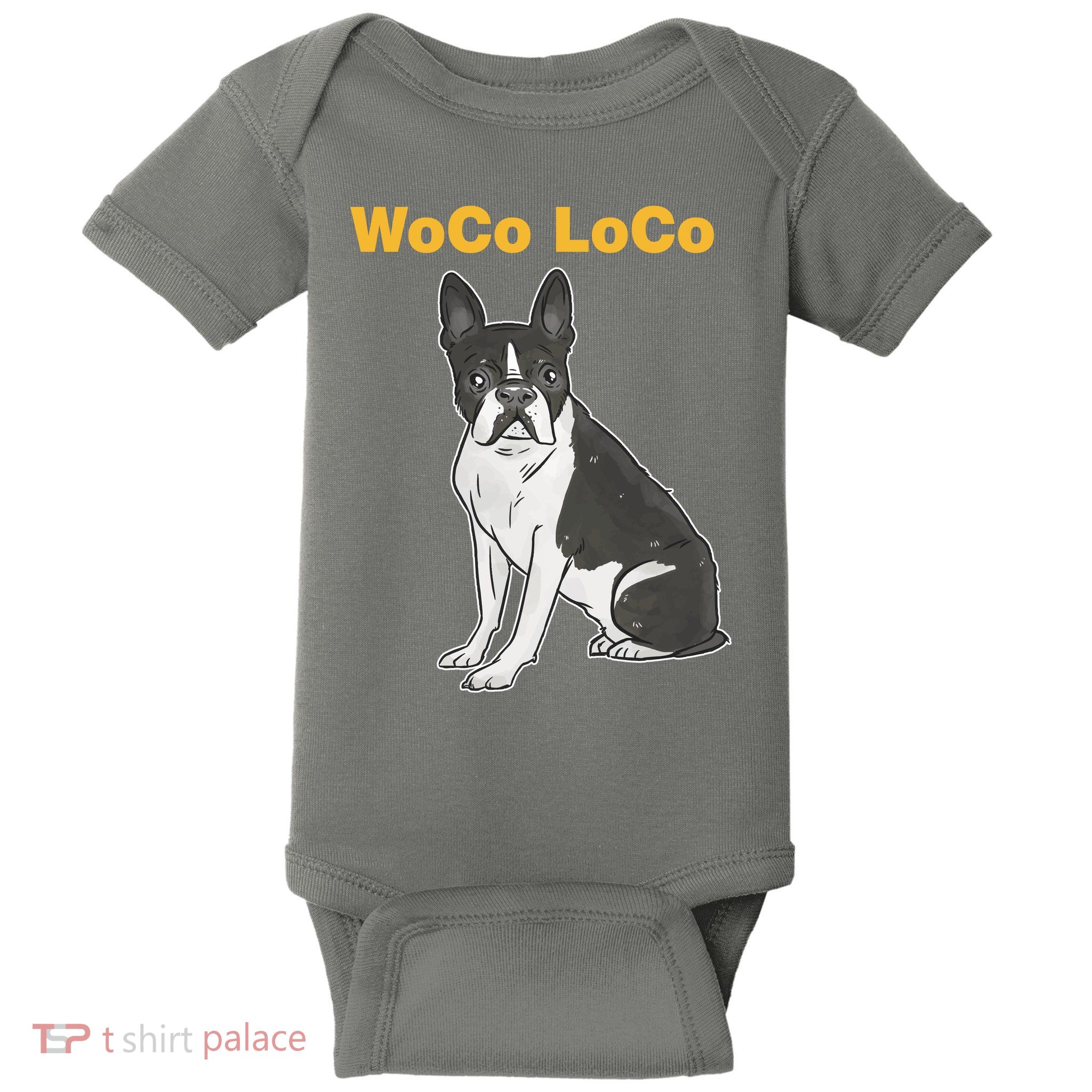 Woco Loco Boston Terrier Dog Baby Bodysuit