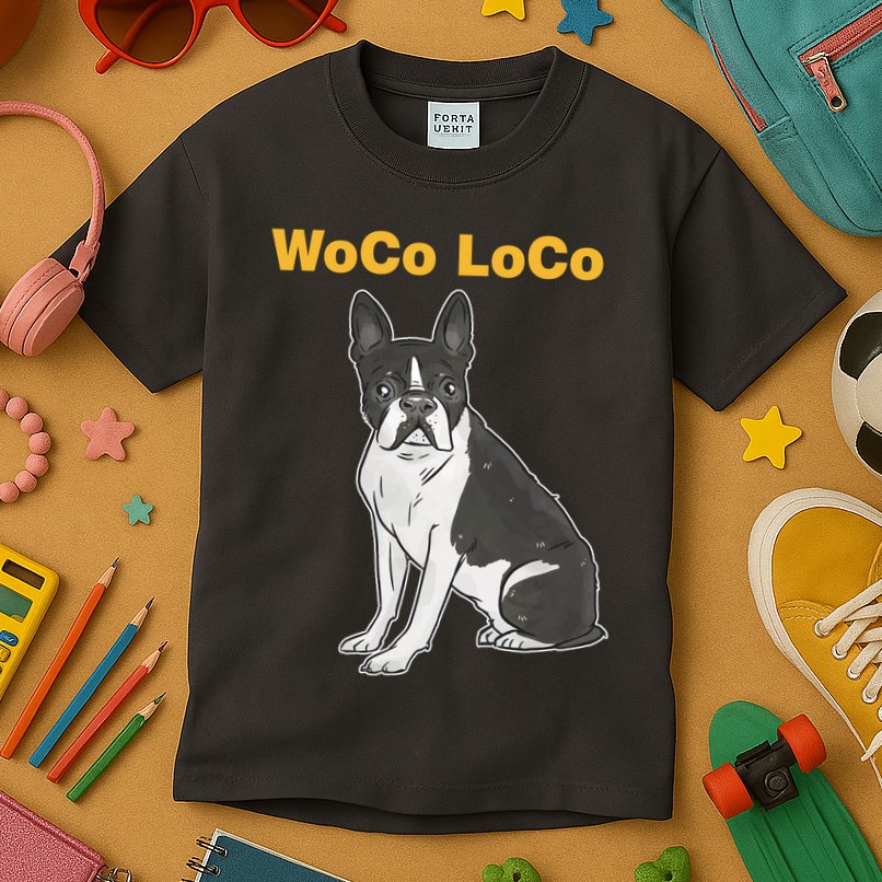 Woco Loco Boston Terrier Dog Kids T-Shirt