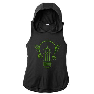 Windmill Light Bulb Solar Energy Global Warming Earth Day Ladies PosiCharge Tri-Blend Wicking Draft Hoodie Tank