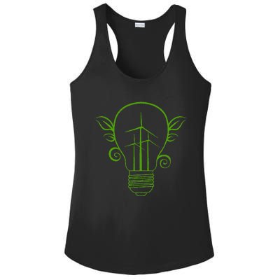 Windmill Light Bulb Solar Energy Global Warming Earth Day Ladies PosiCharge Competitor Racerback Tank