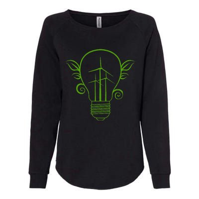 Windmill Light Bulb Solar Energy Global Warming Earth Day Womens California Wash Sweatshirt