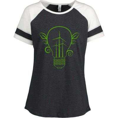 Windmill Light Bulb Solar Energy Global Warming Earth Day Enza Ladies Jersey Colorblock Tee