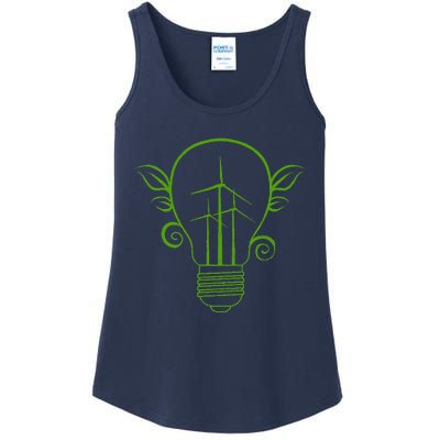 Windmill Light Bulb Solar Energy Global Warming Earth Day Ladies Essential Tank