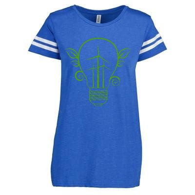 Windmill Light Bulb Solar Energy Global Warming Earth Day Enza Ladies Jersey Football T-Shirt