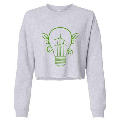 Windmill Light Bulb Solar Energy Global Warming Earth Day Cropped Pullover Crew