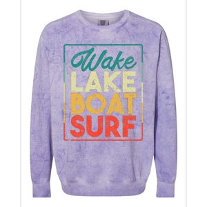 Wake Lake Boat Surf Funny Wakesurf Board Surfing Surfer Colorblast Crewneck Sweatshirt