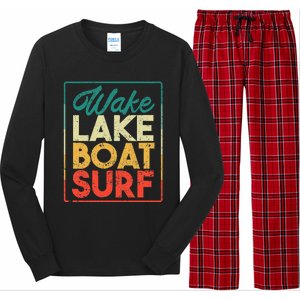 Wake Lake Boat Surf Funny Wakesurf Board Surfing Surfer Long Sleeve Pajama Set