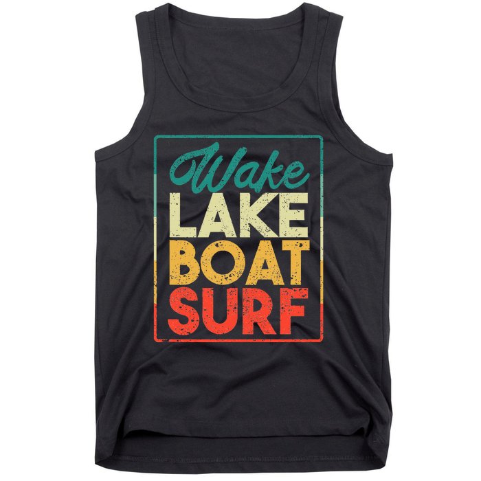 Wake Lake Boat Surf Funny Wakesurf Board Surfing Surfer Tank Top