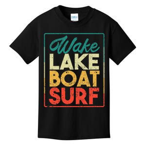 Wake Lake Boat Surf Funny Wakesurf Board Surfing Surfer Kids T-Shirt