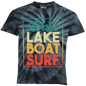 Wake Lake Boat Surf Funny Wakesurf Board Surfing Surfer Kids Tie-Dye T-Shirt